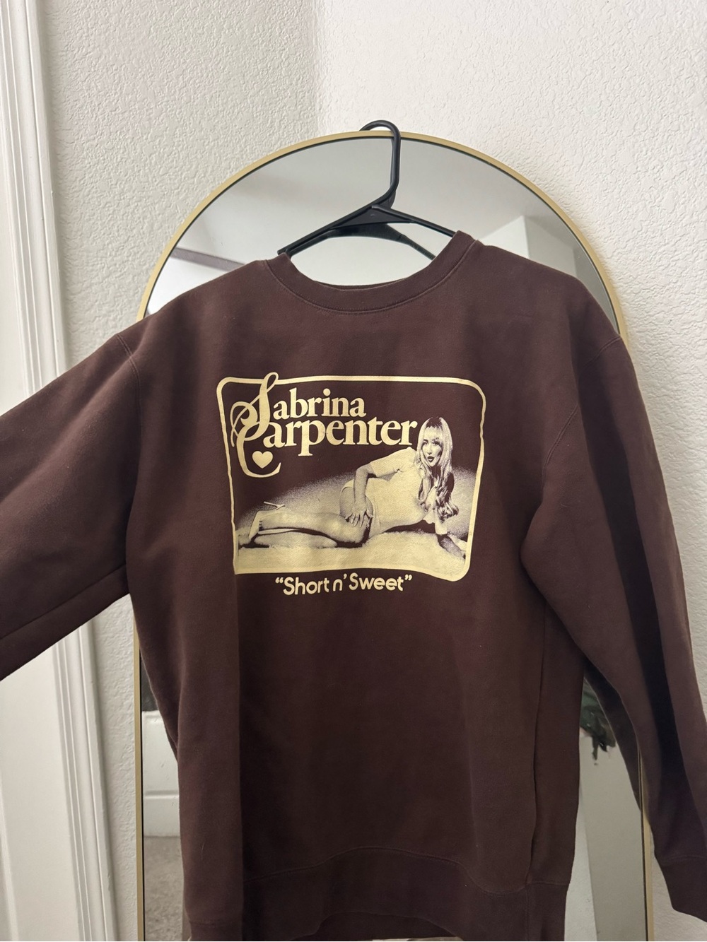 Sabrina Carpenter Short N Sweet Tour Graphic Crewneck Sweatshirt - Brown